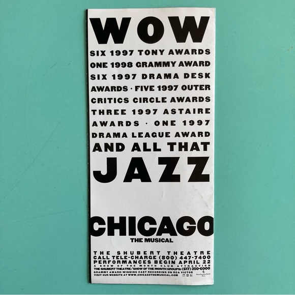 Flyer from Chicago Shubert THEATRE Broadway Color 9”X4 Three panels When Opened - Picture 2 of 3
